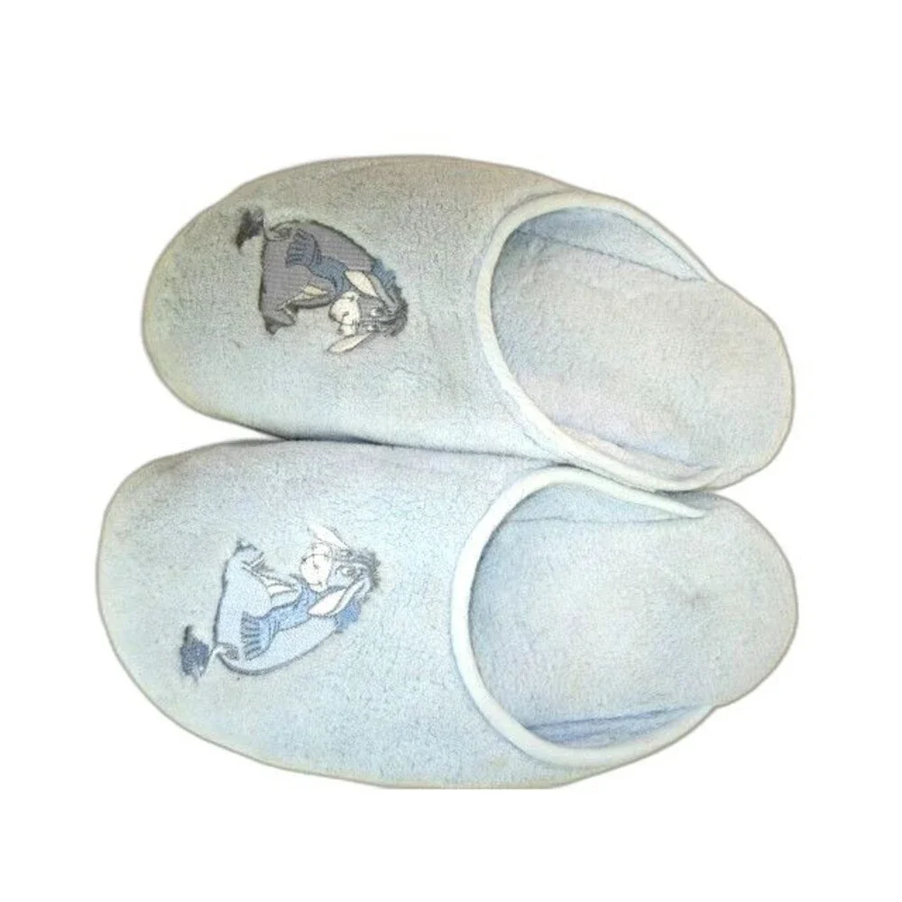 Adult Disney Stores Carolina Blue Plush Donkey Fuzzy Slippers sz L (9-10)
